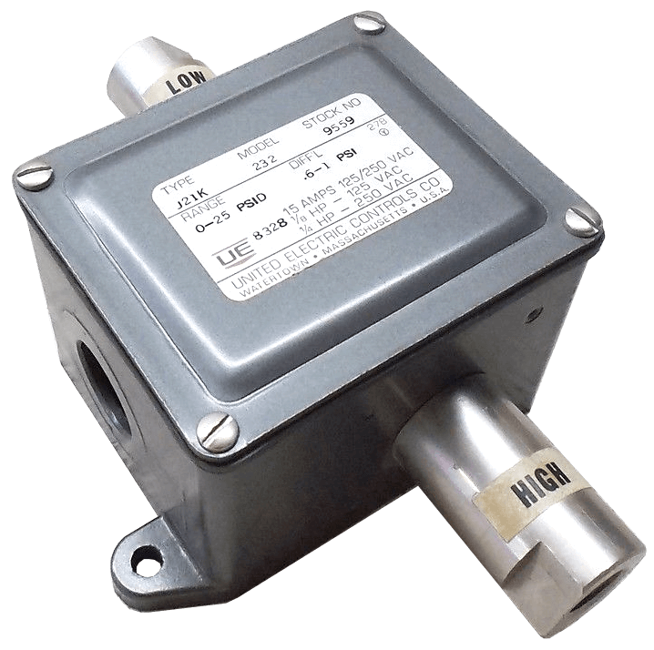 United Electric Differential Pressure Switch, J21K Series Type J21K Models 232 & 254